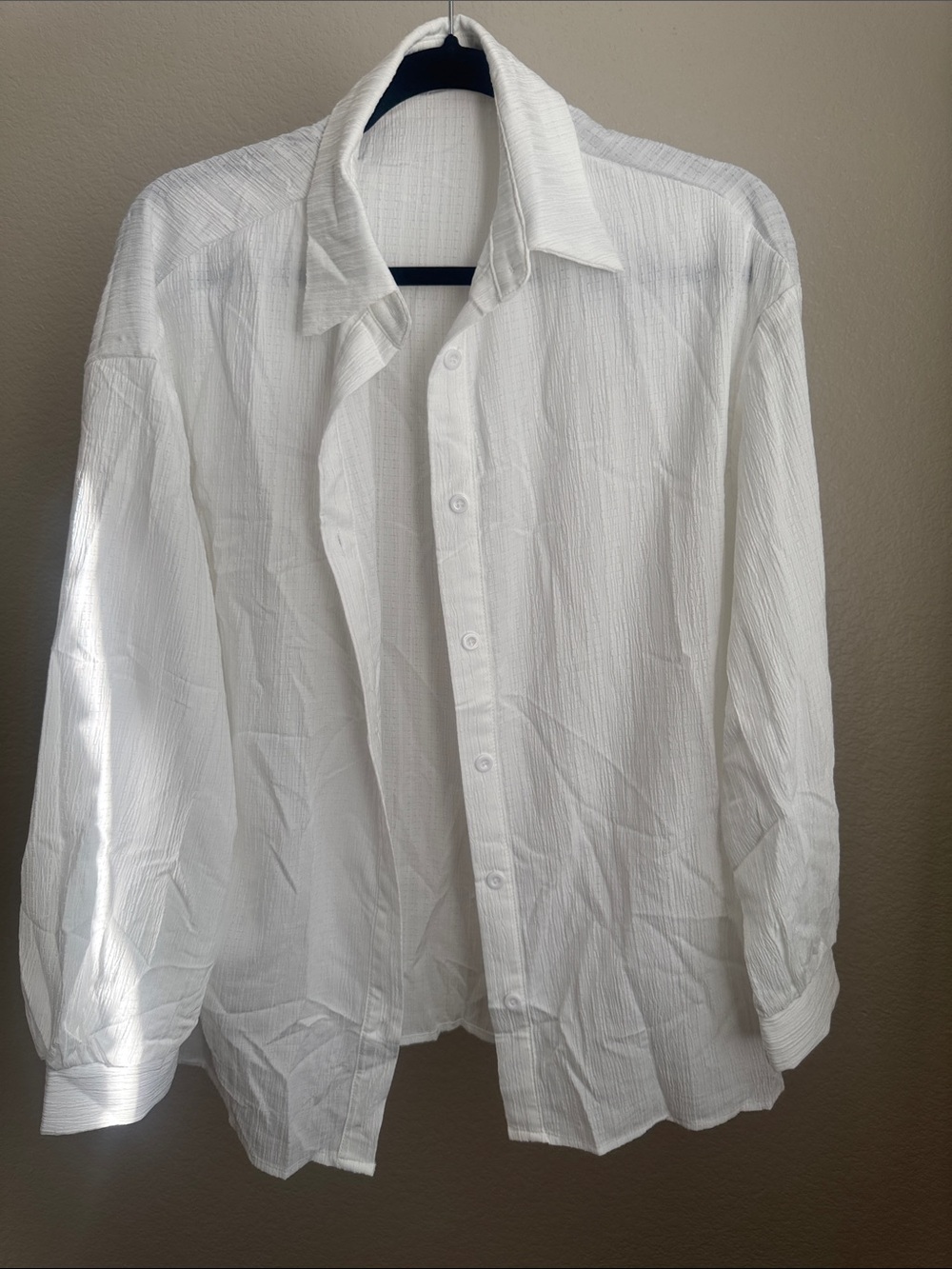 SHEIN White Women's Button-Down Textured Shirt